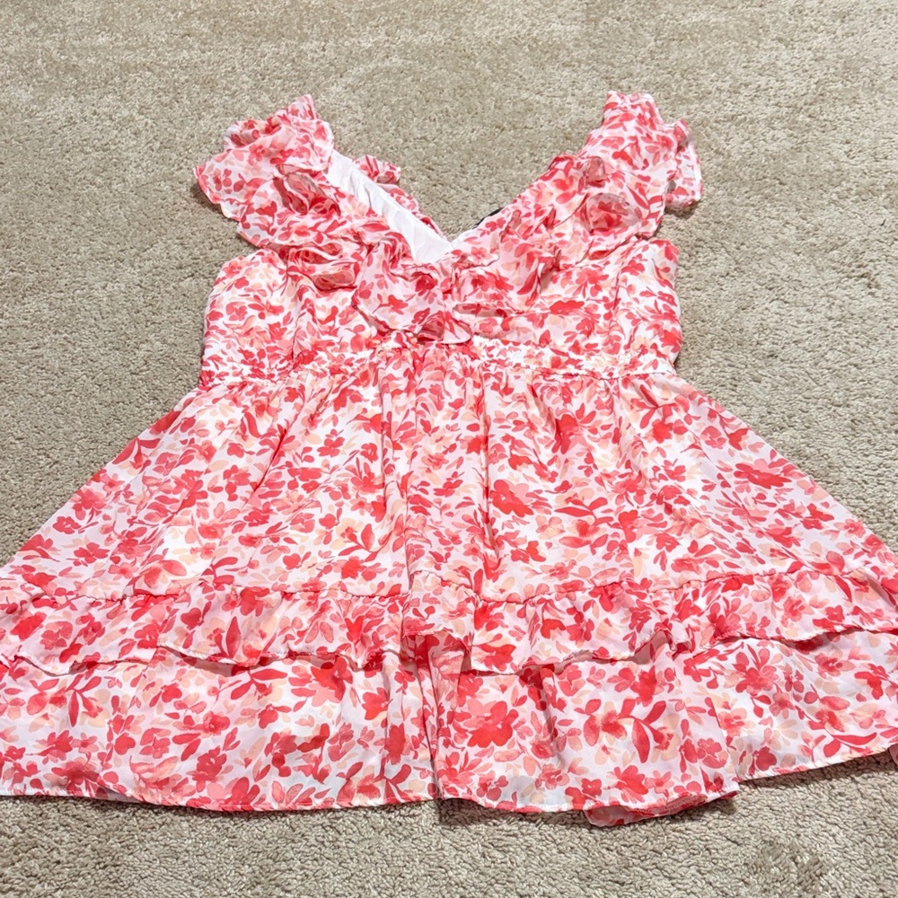 Abercrombie & Fitch Pink and Coral Floral Ruffled Sundress, NWT!!
